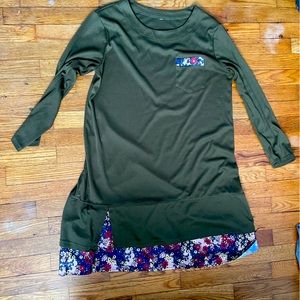 Olive Green long sleeve t-shirt dress